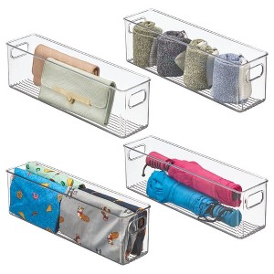 mDesign Plastic Home Closet Storage Organizer Bin with Handles - 4 Pack - Clear, USA Made - 1 of 4
