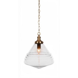 Toltec Lighting Juno 1 - Light Pendant in  New Aged Brass with 14" Clear Bubble Shade - 1 of 1