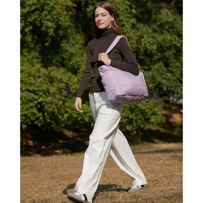 FATMOON Tote Bag for Women, Lightweight Puffy Tote Bag with Compartments Quilted Shoulder Bag Handbag for Travel, Work, Gym
