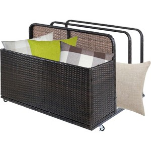 Garvee Pool Float Storage PE Rattan Poolside Float Storage with Wheels & Side Shelves, Elevated Design for Dryness, for Patios, Gardens and Balconies - 1 of 4
