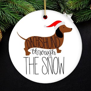 Dachshund Through The Snow Ornament, Funny Dog Cute| OrnamentallyYou - 1 of 4