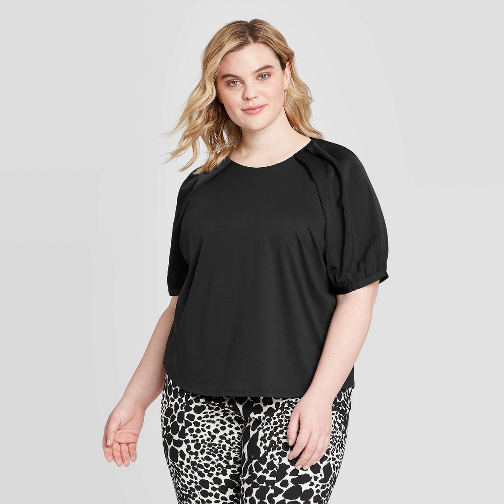 Women's Plus Size Short Sleeve T-Shirt - Who What Wear Black 1X, Women's, Size: 1XL was $22.99 now $16.09 (30.0% off)