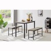 ACEPANO 3-Pieces Accent Dining Coffee Table Sets With Bar Table And 2 Dining Benches-Gray + Black - 4 of 4