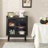 Costway Kitchen Buffet Server Sideboard Accent Cabinet with2 Tempered Glass Doors & Drawer - 3 of 4