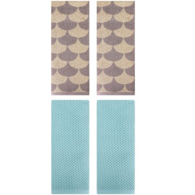 REGALWOVEN 4 Pcs Cotton Bathroom Decorative Hand Towels