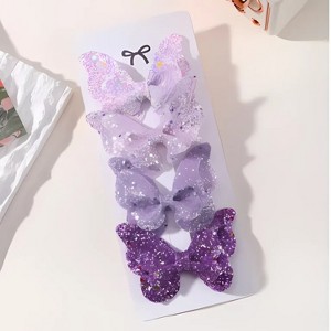 Kitcheniva Childrens Sequin Butterfly Hair Clips 4Pcs Purple - 1 of 4