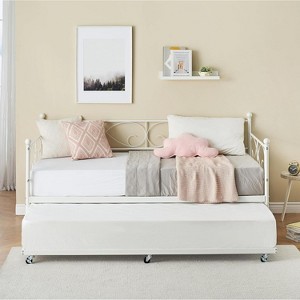 Whizmax Twin Daybed with Trundle, Metal Trundle Bed, Sofa Bed Frame, Heavy Duty Metal Slats, for Living Room, Bedroom, Guest Room, Space Saving - 1 of 4