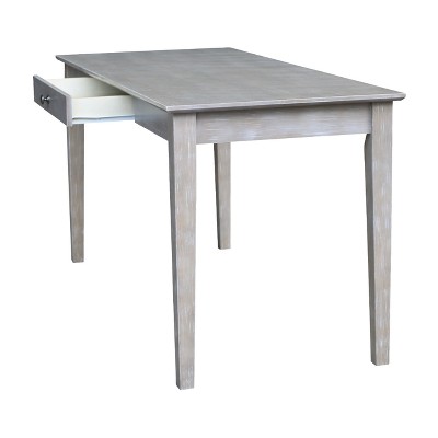 Transitional 60'' Washed Gray Taupe Home Office Desk with Drawer
