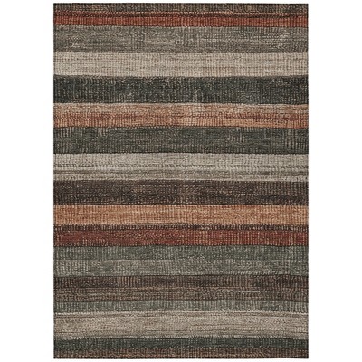 HomeRoots 10' X 14' Rust And Taupe Striped Washable Indoor Outdoor Area Rug