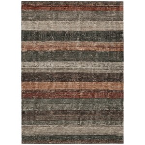 HomeRoots 3' X 5' Rust And Taupe Striped Washable Indoor Outdoor Area Rug - 1 of 4