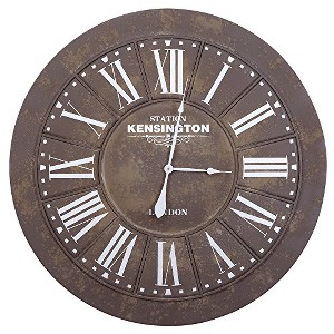 Yosemite Home Decor Grey Circular Wall Clock, Gray Beige Face, White Text, White Hands,2.5 x 39.5 x 39.5 - 1 of 3