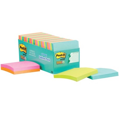 Post-it Super Sticky Notes, 3 x 3 Inches, Miami Colors, 24 Pads with 70 Sheets
