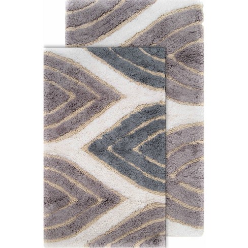 2pc Berkeley Geometric Bath Rug Set Gray/white - Chesapeake : Target