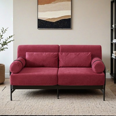 Modern Loveseat Sofa 59" Sofa Couch 2-Seater Sofa with Flexible USB Ports , Unique Cylindrical Armrests - Leovsnove