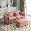 76.77'' Chenille Double Sofa with Removable Armrests L-Shaped Sectional Sofas, Footstool, and Convenient Side Pockets - 3 of 4