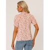 INSPIRE CHIC Women's Ruffled Short Sleeve Floral Mock Neck Summer Top - 4 of 4