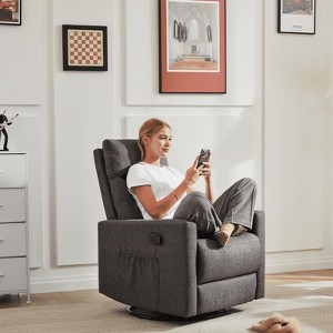 MAYEERTY Swivel Recliner Chair, Glider Single Chair for Living Room with Extra Large Footrest, High Back, Upholstered Deep Seat - 1 of 4