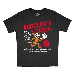 Youth Funny T Shirts Rudolphs Pizza Sarcastic Christmas Graphic Novelty Tee For Kids - Crazy Dog Youth T Shirt Gift For Christmas - 1 of 4