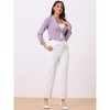 INSPIRE CHIC Women's Regular Fit Notched Lapel Ruched Sleeve Business Crop Blazer - 3 of 4