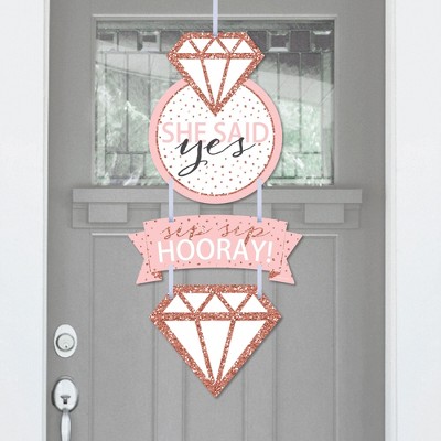 Big Dot of Happiness Bride Squad - Hanging Porch Rose Gold Bridal Shower or Bachelorette Party Outdoor Decorations - Front Door Decor - 3 Piece Sign