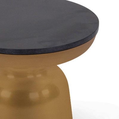 Contemporary Round Stone Top Metal Frame End Table