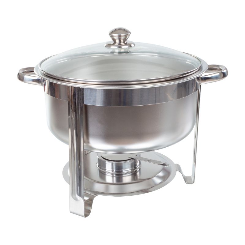 Great Northern Popcorn Chafing Dish 7.5 Quart Stainless Steel Round Buffet Set – Includes Water Pan, Food Pan, Cover, Fuel Holder, and Stand, 1 of 13