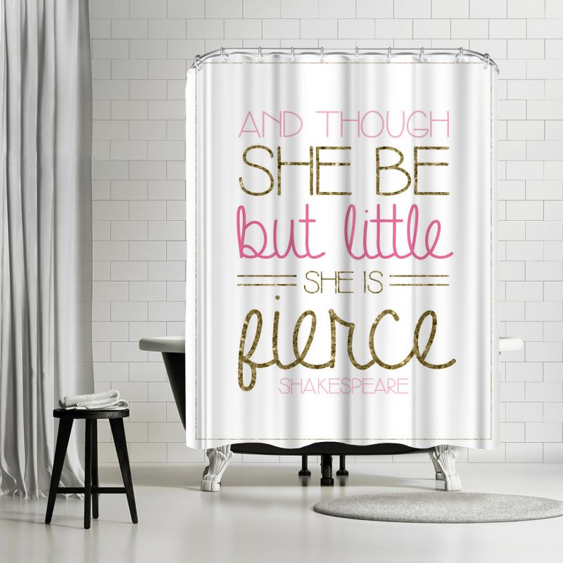 Americanflat 71" x 74" Shower Curtain, Girl S Gold & Trio 3 by Samantha Ranlet, 1 of 9