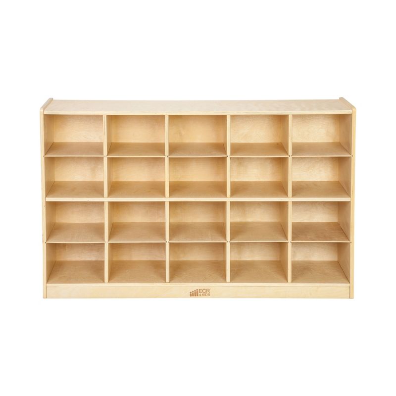 ECR4Kids 20 Cubby Mobile Tray Storage Cabinet, 4x5, Natural, 4 of 9