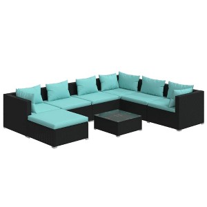 vidaXL Garden Lounge Set Black, Water blue - 1 of 4