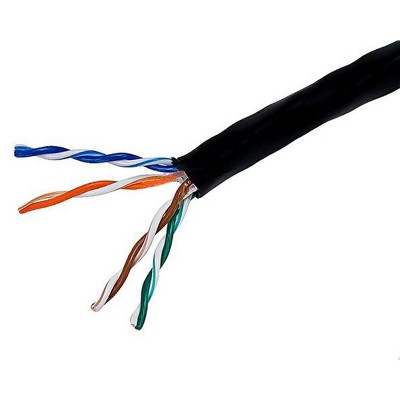 Monoprice Cat5e Bulk Bare Cable - 100 Feet - Black | Network Internet Cord - Copper Ethernet Cable UTP Solid Riser Rated (CMR) 350MHz 24AWG