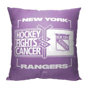 NHL New York Rangers Hockey Fights Cancer Fight For Throw Pillow 18x18 Inches - 1 of 4