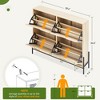 Acekool Rattan 4 Flip Drawer Shoe Cabinet with Metal Legs, Narrow Freestanding Shoe Organizer for Entryway - 2 of 4