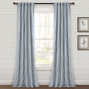 Home Boutique Farmhouse Vintage Stripe Yarn Dyed Cotton Back Tab/Rod Pocket Window Curtain Panels Navy 40X84 Set - 1 of 1