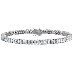 White Lotus Platinum Over Sterling Silver Created Moissanite Bracelet - 1 of 2