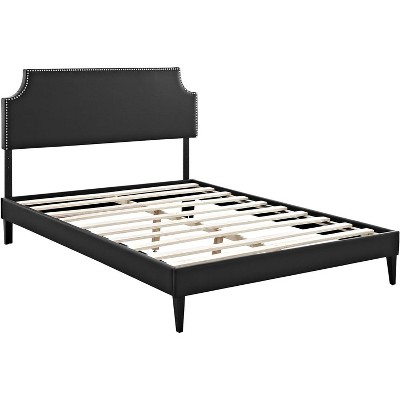 Modway Laura Full Vinyl Platform Bed with Round Splayed Legs
