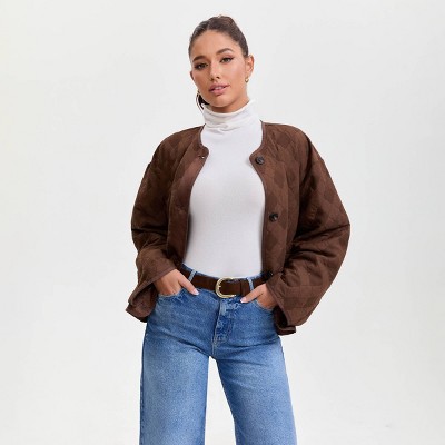 Women's Quilted Bomber Jacket - A New Day™ Brown