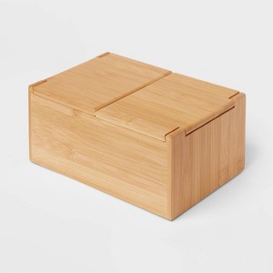 6" x 9" x 4" Rectangular Hinge Lid Bamboo Countertop Organizer - Brightroom™: Bathroom Storage Tray, Light Brown - 1 of 4