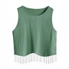 Nlife Womens Western Sparkly Fringe Sleeveless Crop Tops Cowgirl Going Out Cropped Tank Tops with Glitter Tassel - 3 of 4