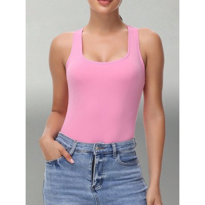 Clotth Women's Square Neck Bodysuit – Sleeveless Racerback Thong Tank Top, Sexy & Comfortable For Everyday
