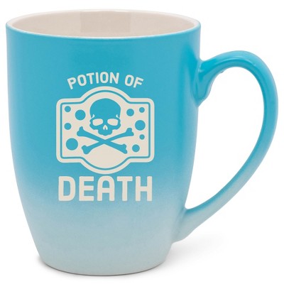 100 North Magic Potion 10 Ounce Blue and White Two Toned Ombre, Comfortably Fits Your Hands, Ceramic Tea Coffee Cup Mug, Potion Of Death