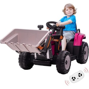 12V Kids Ride on Car,Excavator with Bucket & Remote Control,Toddler Battery Powered Electric Vehicle,2+1 Gear Shift,3 Speeds,Music - 1 of 4
