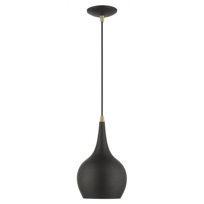 Andes Mini Pendant in Black and Antique Brass with Steel Shade