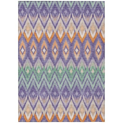 Purple Lilac And Orange Southwestern Washable Indoor Outdoor Area Rug