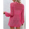 Coolmee Women's Cardigan Tie Front Shrug Midweight Knit Hollow Out Long Sleeve Cardigan - 4 of 4