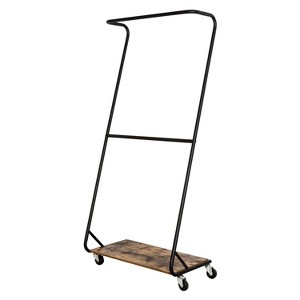 Honey-Can-Do Rustic Z-Frame Garment Rack Brown: Steel Frame Clothing & Closet Rack, 30 lb Capacity, Anti-Tip Hardware - 1 of 4