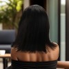 Unique Bargains Women's Straight Long Hair Wig 4x4in 180 Real Human Hair Black 1 Pc - 3 of 4