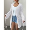 Womens Open Front Knit Sheer Cardigans Summer Boho Lightweight Long Sleeve Long Sweater - 3 of 4