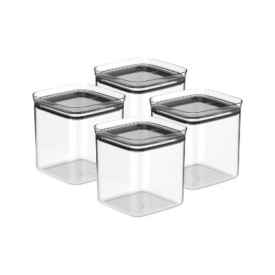 OU Airtight Food Storage Container 8pc (set of 4) BPA Free Clear Plastic Storage Container with Leak Proof Lid, Stackable Kitchen Pantry Organizer