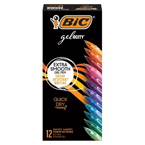 BIC® Gel-ocity® Quick Dry Retractable Gel Pens, Assorted Fashion Colors, Pack of 12 - 1 of 4