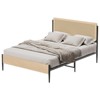 Full Bed Frame with Rattan Headboard, Platform Bed with Strong Metal Slat Support - 3 of 4